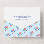 学校が大好き！新学期 カートゥーン 卒業 オールインワン招待状 (裏面)