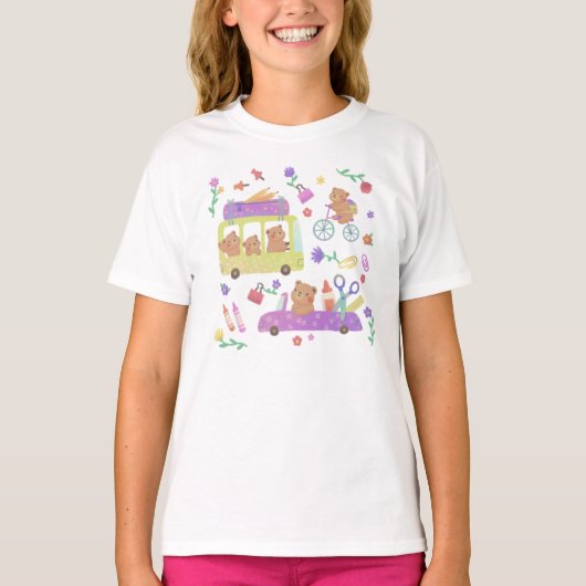 学校が始まるよ: テディは学校が大好き Tシャツ (正面)