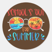 学校が学校最終日の夏のレトロに向けて学校を出る ラウンドシール (正面)