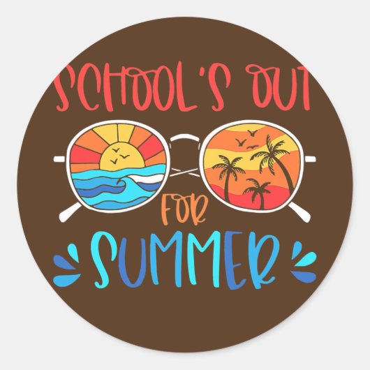 学校が学校最終日の夏のレトロに向けて学校を出る ラウンドシール (正面)