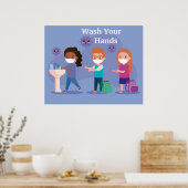 学校が手を洗う ポスター (キッチン)