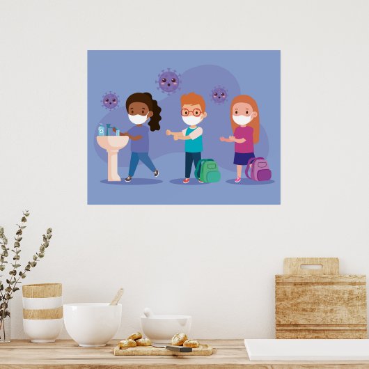 学校が手を洗う ポスター (キッチン)