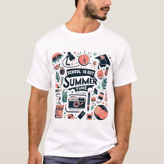 学校が終わる - 夏の楽しみ Tシャツ (正面)