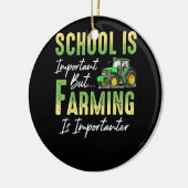 学校が農業が重要トラクター農家 セラミックオーナメント (左)