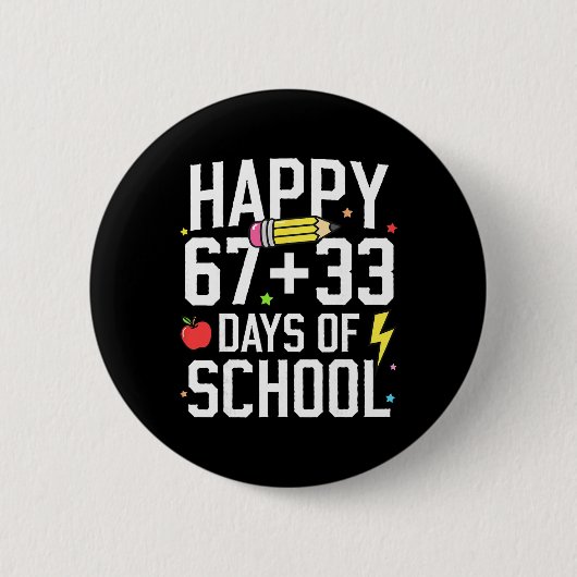 学校が67+33日！100日目の学校キッズ 缶バッジ (正面)