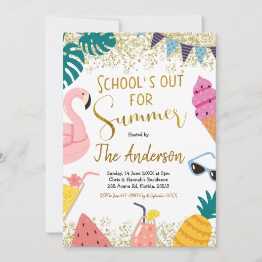 学校で夏の招待状 招待状 (正面)