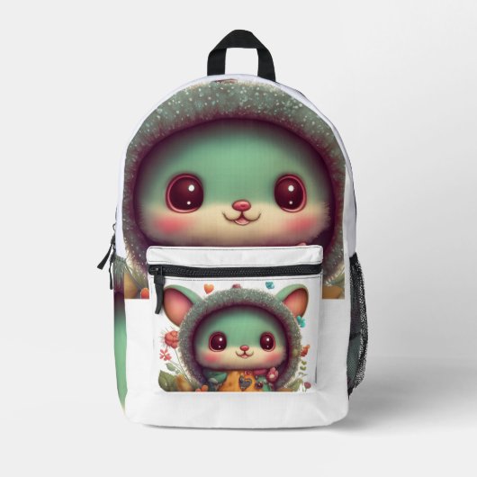 学校で幸せである プリントバックパック (正面)