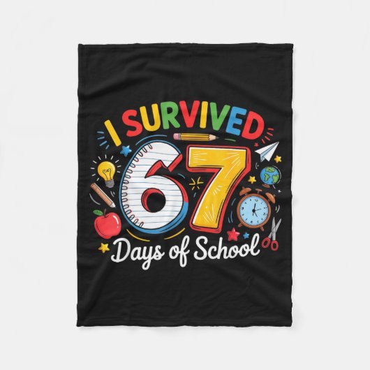学校で67日間を乗り切ったよ おもしろい 6 7 教師 の ジョーク フリースブランケット (正面)