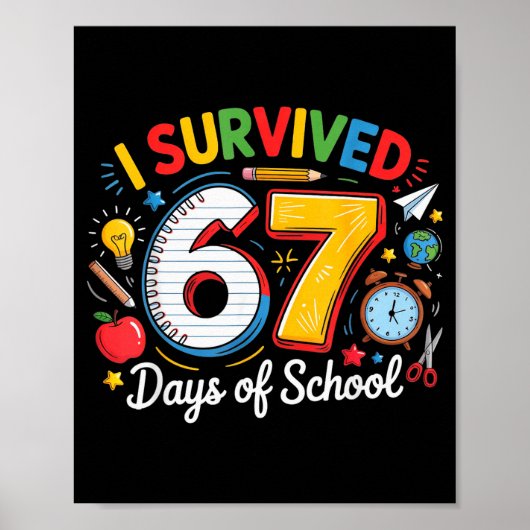学校で67日間生き残った おもしろい 6 7 メメ 先生 ポスター (正面)