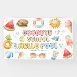 学校とさようなら、夏の始まり、学期末のバナー 横断幕
