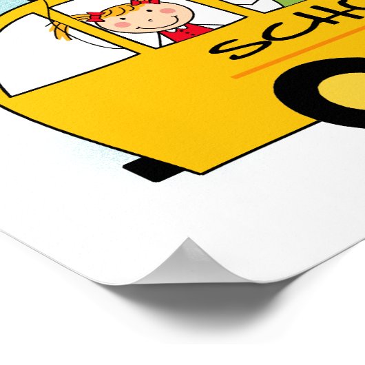 学校とスクールバスTシャツとギフト ポスター (角)