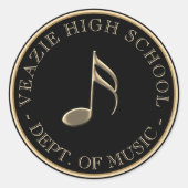 学校と音楽グループの音楽ノートシール ラウンドシール (正面)