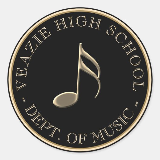 学校と音楽グループの音楽ノートシール ラウンドシール (正面)