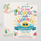 学校にさようなら 夏の始まりを祝おう パーティー 招待状 (正面/裏面)