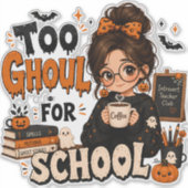 学校にはゴーストすぎ ハロウィン先生ステッカー シール (正面)