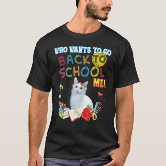 学校に戻りたい日本産ボブテイル猫 Tシャツ (正面)