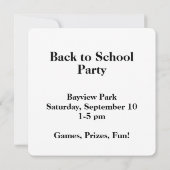 学校に戻るカードをカスタマイズする 招待状 (裏面)