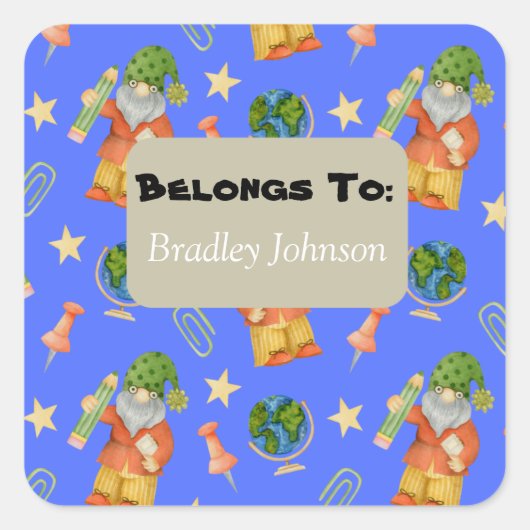 学校に戻るテーマのステッカーセットに属する スクエアシール (正面)