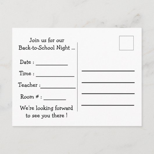 学校に戻るナイトハガキ ポストカード (裏面)