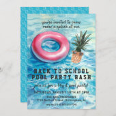 学校に戻るプールパーティー&BBQ招待状 招待状 (正面/裏面)