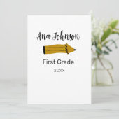 学校に戻る鉛筆に名前と学年とクラスを追加 招待状 (スタンド正面)