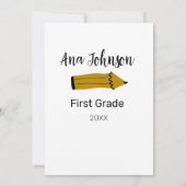 学校に戻る鉛筆に名前と学年とクラスを追加 招待状 (裏面)