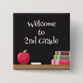 学校に戻る黒板 | Apple | ブックボタン 缶バッジ (正面)