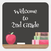 学校に戻る黒板 | Apple | Booksスタンプ スクエアシール (正面)