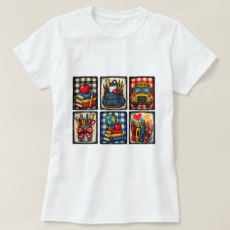 学校に戻る かわいい先生の教室のアウトリ Tシャツ