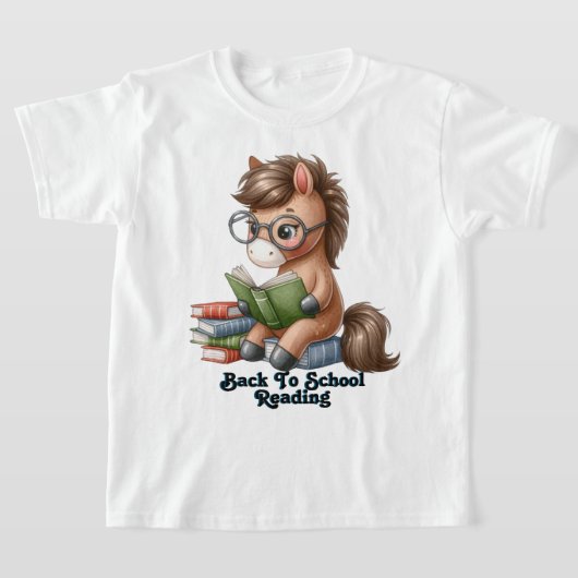 学校に戻る 読書 、 馬 読書 本, Tシャツ (レイダウン)