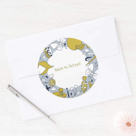 学校に戻ろう!かわいいものステッカー ラウンドシール (封筒)