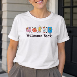 学校に戻ろう かわいい文房具の友達 Tシャツ