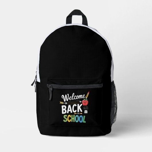 学校に戻ろう 学校の初日 先生 プリントバックパック (正面)