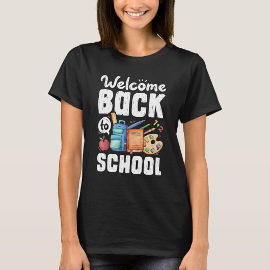 学校に戻ろう!教師と生徒のためのユーモア Tシャツ (正面)