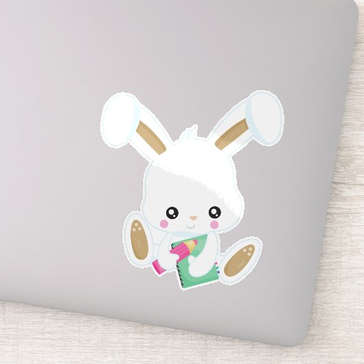 学校に行くバニー、かわいいバニー、本、鉛筆 シール (詳細)