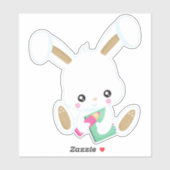 学校に行くバニー、かわいいバニー、本、鉛筆 シール (シート)