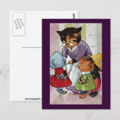 学校に行く準備ができている子猫 ポストカード (正面/裏面)