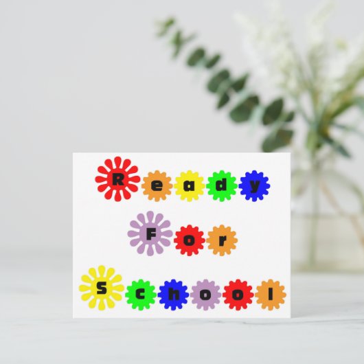 学校に行く準備ができている ポストカード (スタンド正面)