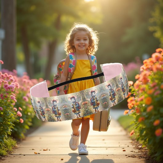 学校に行く途中の可愛いネズミの女の子、女の子 アスレチックヘッドバンド