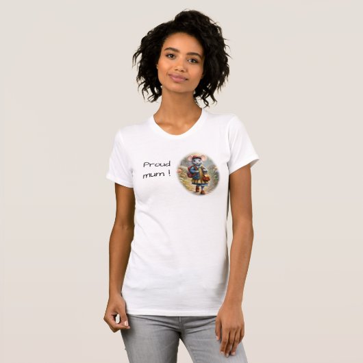 学校に行く途中の可愛いネズミの女カスタム子 Tシャツ (正面フル)