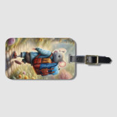 学校に行く途中の可愛いネズミの少年 ラゲッジタグ (正面横)