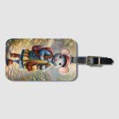 学校に行く途中の可愛いネズミの少年 ラゲッジタグ (正面横)