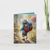 学校に行く途中の可愛いネズミカスタム少年 カード (正面)