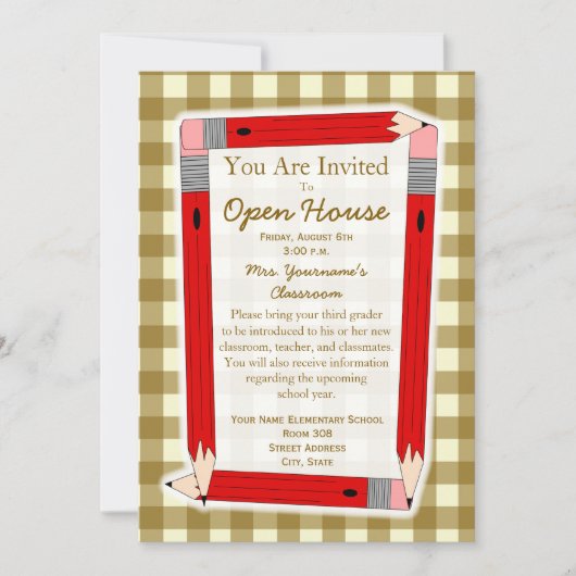 学校に通い始めるためのオープン・ハウスへの招待状 招待状 (正面)