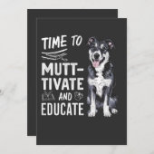 学校に通うペットたちを教育する時間だ、バックトゥスクール教師 招待状 (正面/裏面)