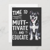 学校に通うペットを教育する時間だ、犬を学校に インビテーションポストカード (正面/裏面)