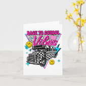 学校に通う雰囲気 学校バス おしゃれな先生 生徒 カード (黄色い花)