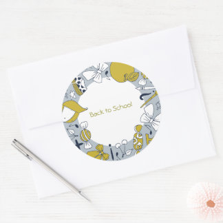 学校に連れて行くかわいいものステッカー ラウンドシール