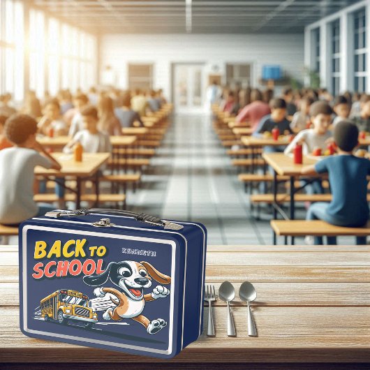 学校に遅刻する犬のランチボックス メタルランチボックス