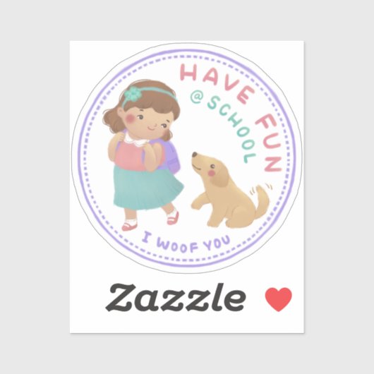 学校のおもしろいと子犬がいる シール (シート)